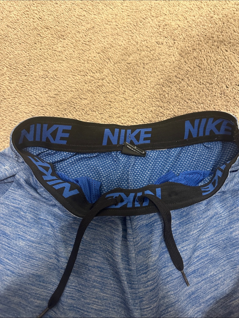 Nike Men’s Heather Blue Athletic Shorts with Black Swoosh - Picture 2 of 2